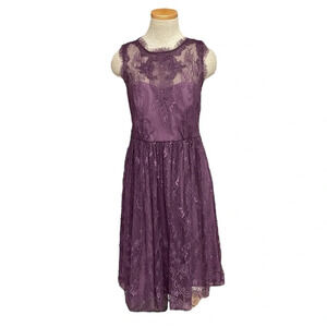Anthropologie Hitherto Cocktail Lace Midi Sleeveless Purple Floral Size 6